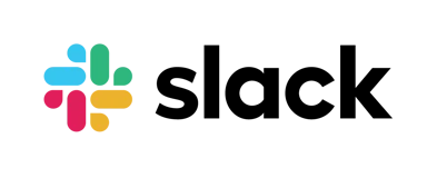 Slack logo showing the colorful hashtag-style icon alongside the Slack wordmark in black.