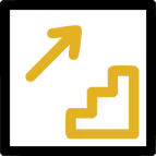 Upward staircase with arrow icon representing career and project advancement through dymaptic's GIS expertise and Esri Gold Partner status