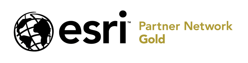 Esri Partner Network Gold logo, showing the Esri globe icon and wordmark with Partner Network Gold in gold type