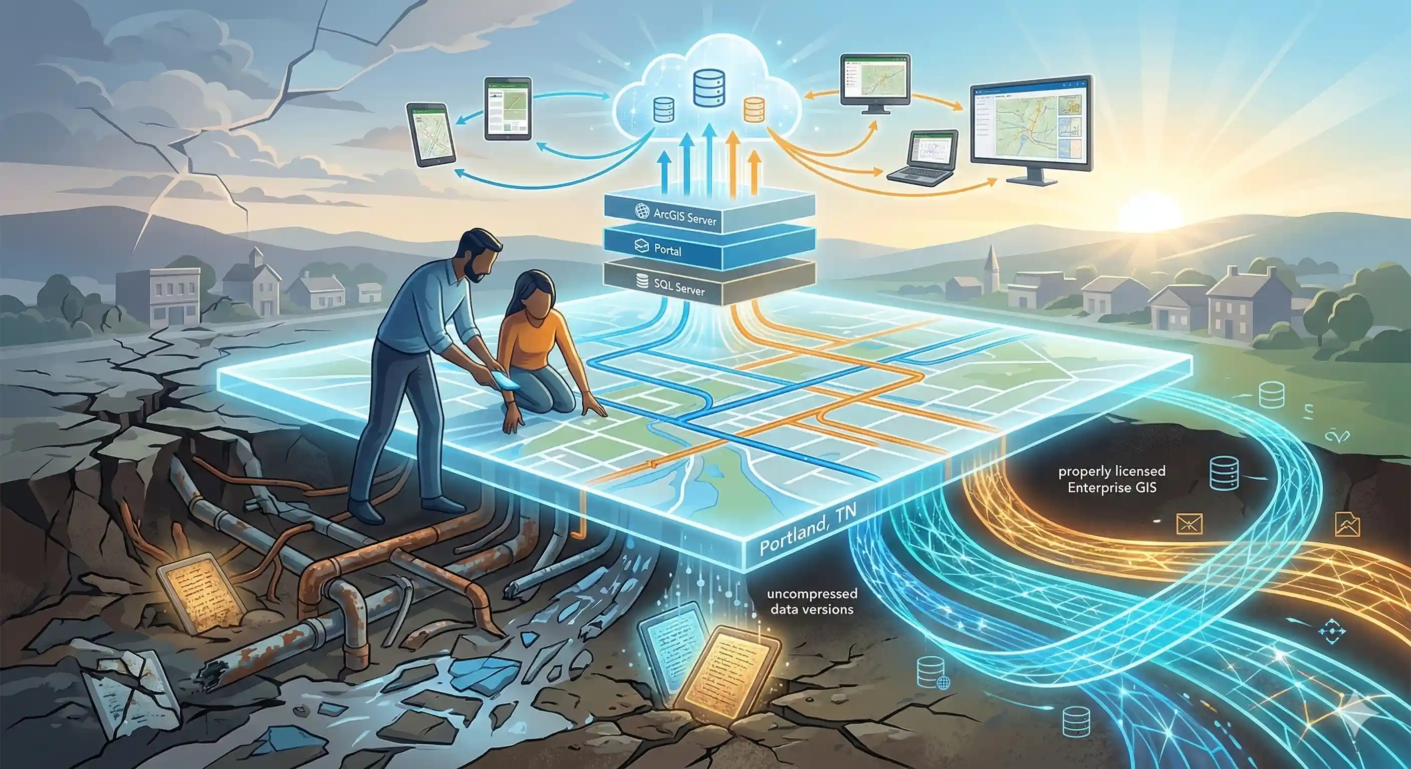 ArcGIS Enterprise Overhaul for Portland, Tennessee Utilities Department