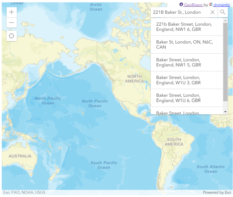 World Map with Search Box dropdown