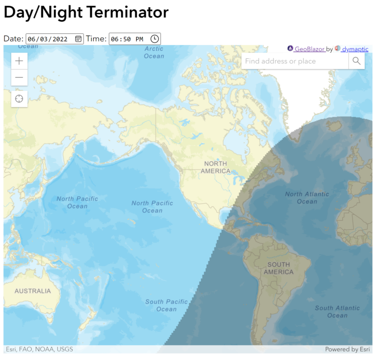 Summer Day/Night Terminator World Map