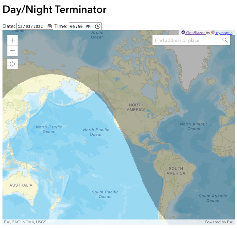 Winter Day/Night Terminator World Map